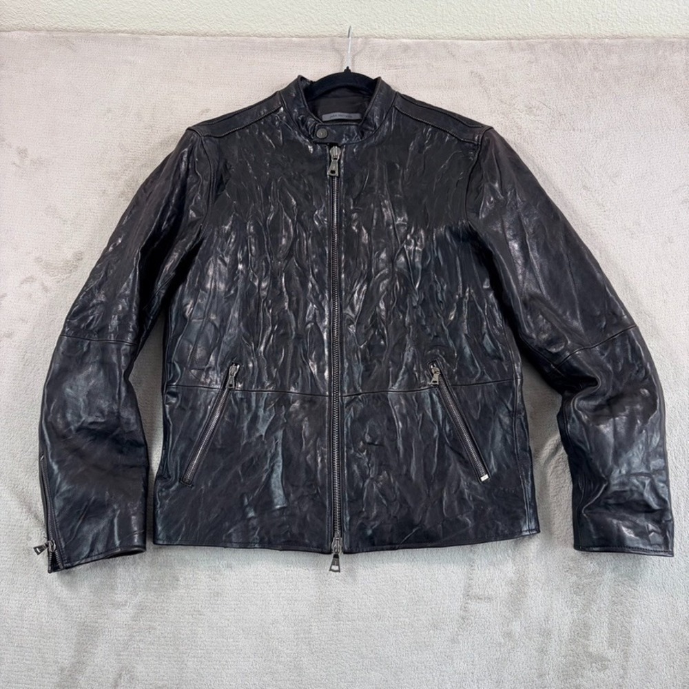 John Varvatos Collection Motto Full Zip Jacket Espresso Brown Sheep Skin EU 50